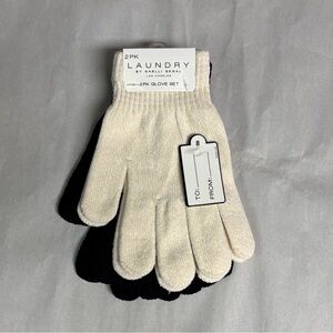 New Laundry Gloves 2 Pairs Set Women’s Black & Ivory Knit Casual Winter Outdoors